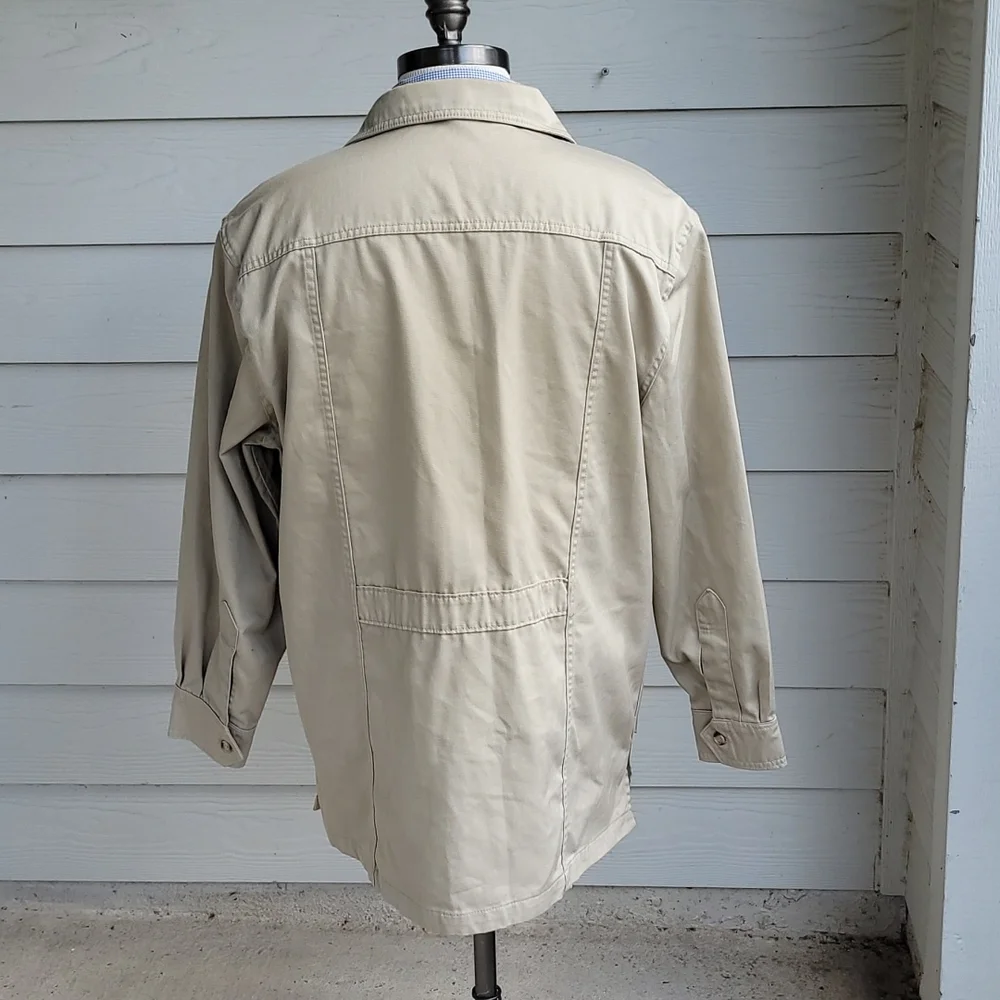 LL BEAN Cotton Blend Mens Sz XL Full‎ Button Up Hunting Shirt Light Jacket VTG